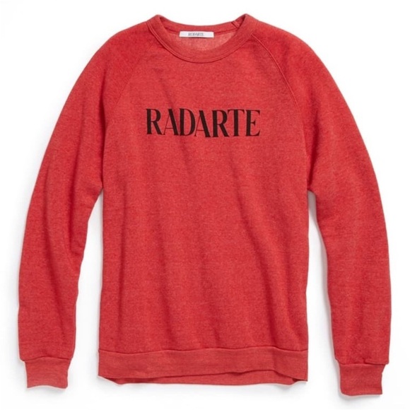 Rodarte ‘Radarte’ Heathered Crewneck Sweatshirt Red Black Size Small Like New - Picture 1 of 9